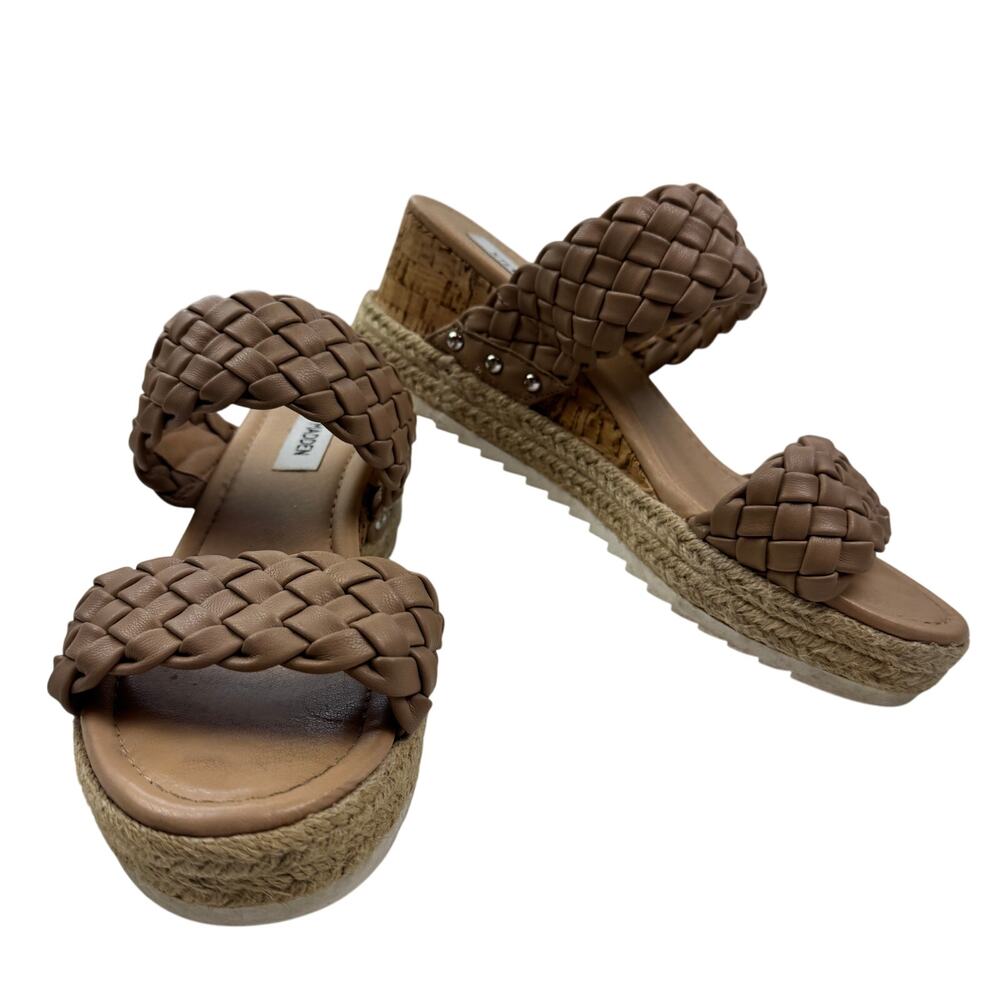 Steve Madden Zilda Braided Cork Wedge Slip On Platform Sandals Women's Size 9